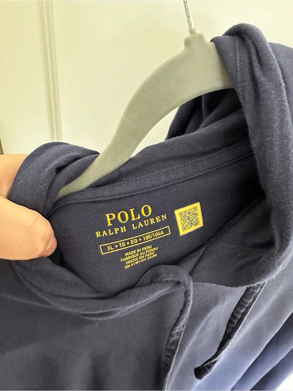 Polo by Ralph Lauren Navy Hooded Long-Sleeve Shirt with Red Logo